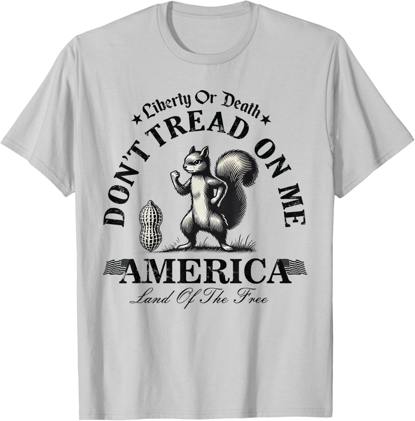 Don't Tread on Me Squirrel Liberty - Justice for Peanut -Adult Blue Small Classic Modern Short Sleeve T-Shirt - T-Shirt | Ash