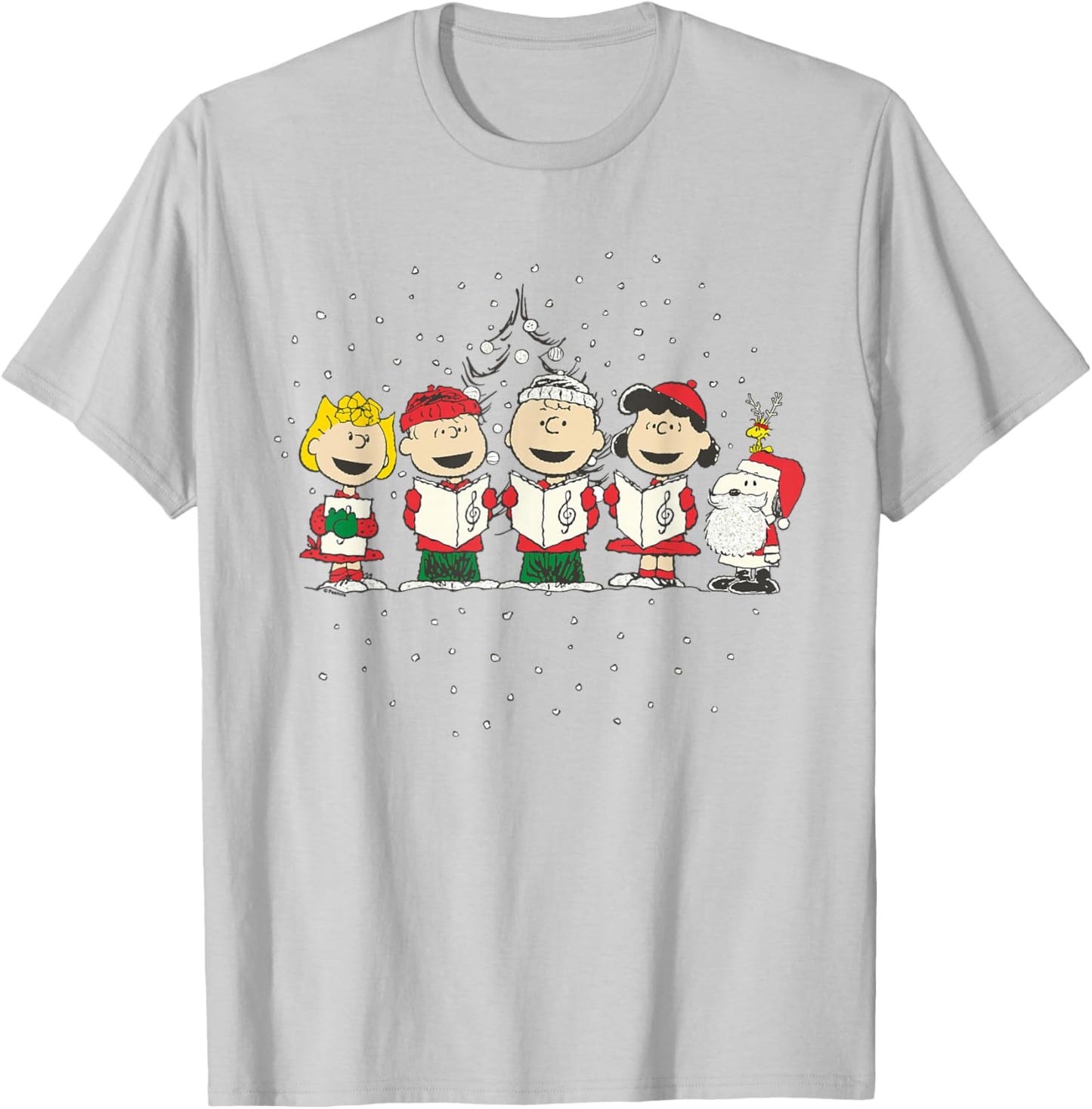 Peanuts Christmas - Blue, -Adults, Small, Short Sleeve, Classic Fit, Cotton, Polyester Blend T-Shirt - T-Shirt | Ash