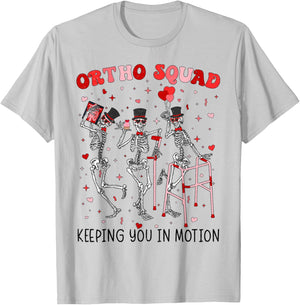 Ortho Squad Dancing Skeletons Valentines Orthopedic T-Shirt - T-Shirt | Ash