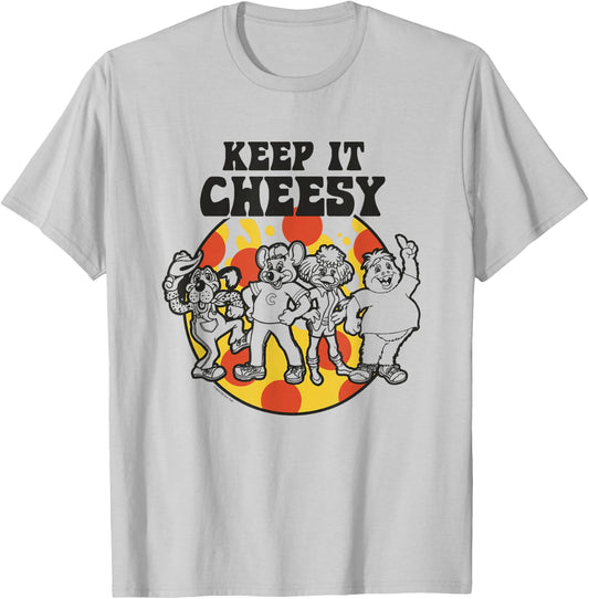 Chuck E. Cheese Keep It Cheesy Vintage Group Shot Big Logo T-Shirt - T-Shirt | Ash