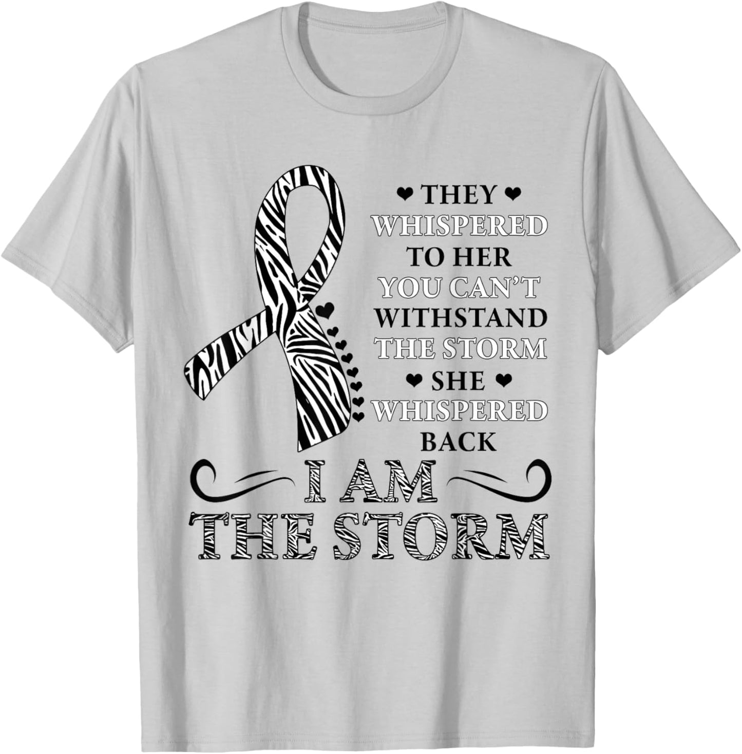 I'm The Storm zebra print Ribbon Carcinoid Cancer Awareness T-Shirt - T-Shirt | Ash