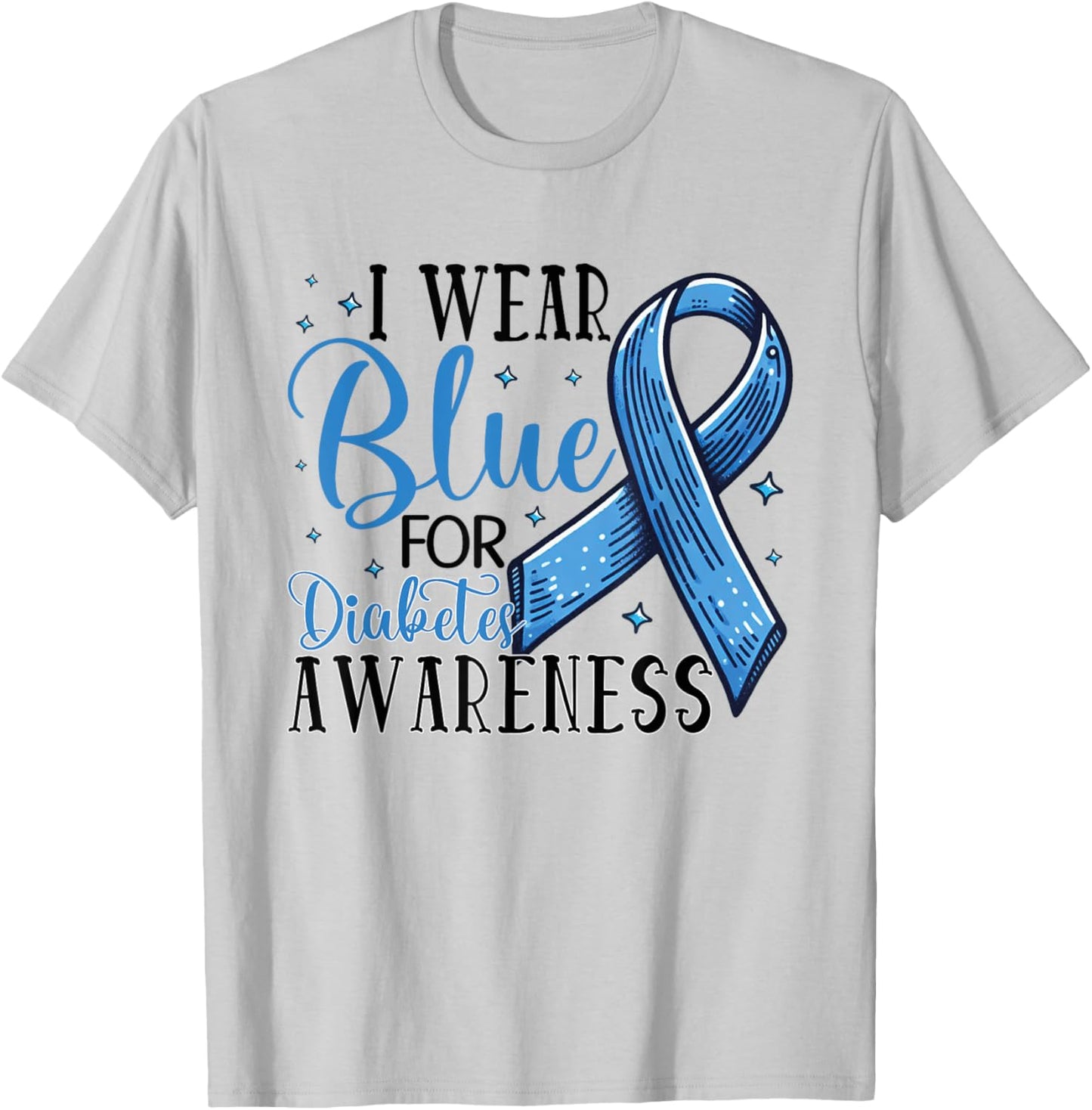 I Wear Blue For Diabetes Awareness T-Shirt - T-Shirt | Ash