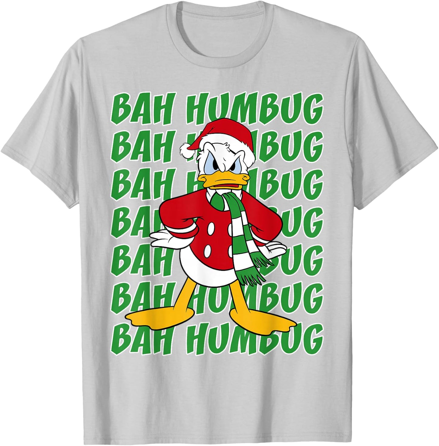 Disney Donald Duck Bah Humbug Christmas Text Stack T-Shirt - T-Shirt | Ash