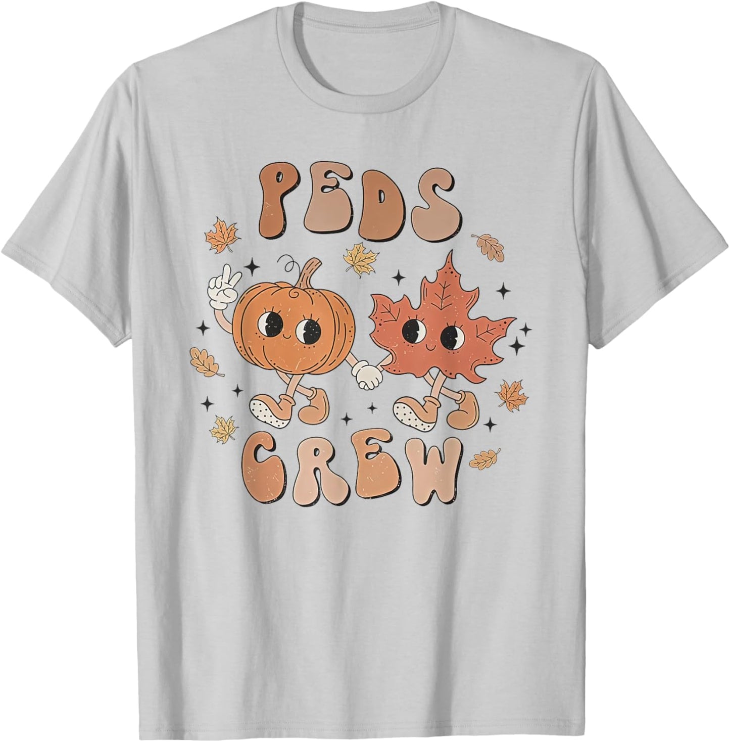 PEDS Crew Nurse etro Groovy Pumpkin Thanksgiving Pediatrics T-Shirt - T-Shirt | Ash