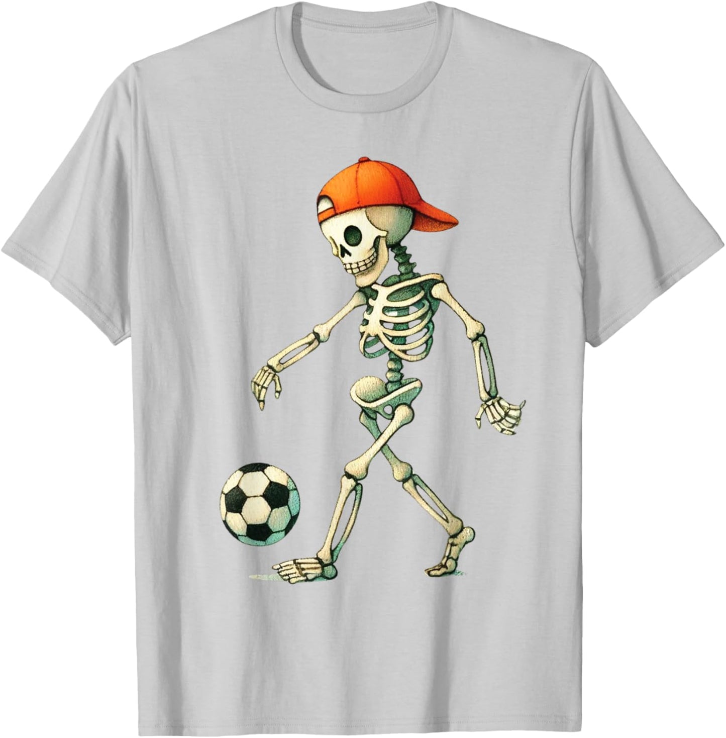 Skeleton Soccer Halloween Costume Funny Men Boys Kids T-Shirt - T-Shirt | Ash