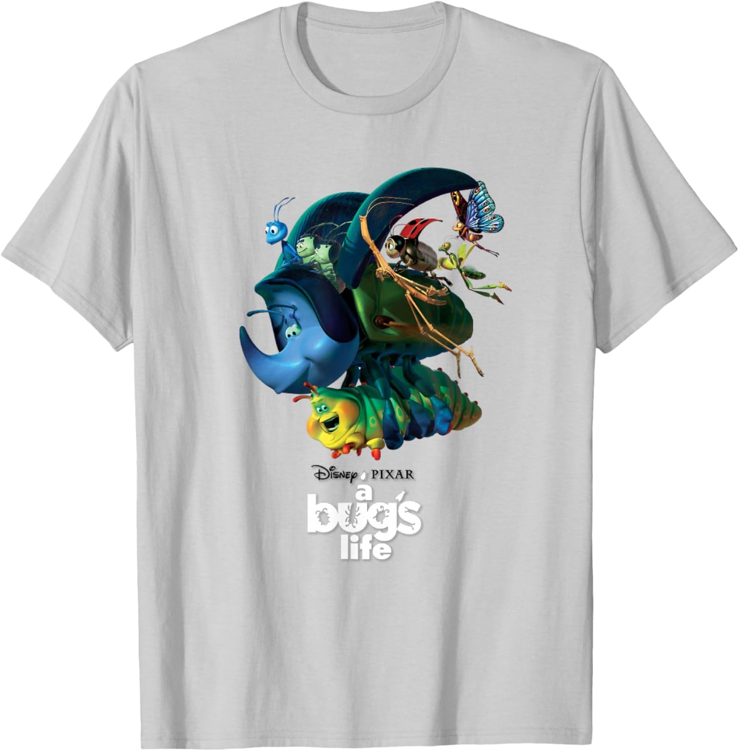 Disney Pixar A Bug's Life Iconic Characters Group Shot Logo T-Shirt - T-Shirt | Ash