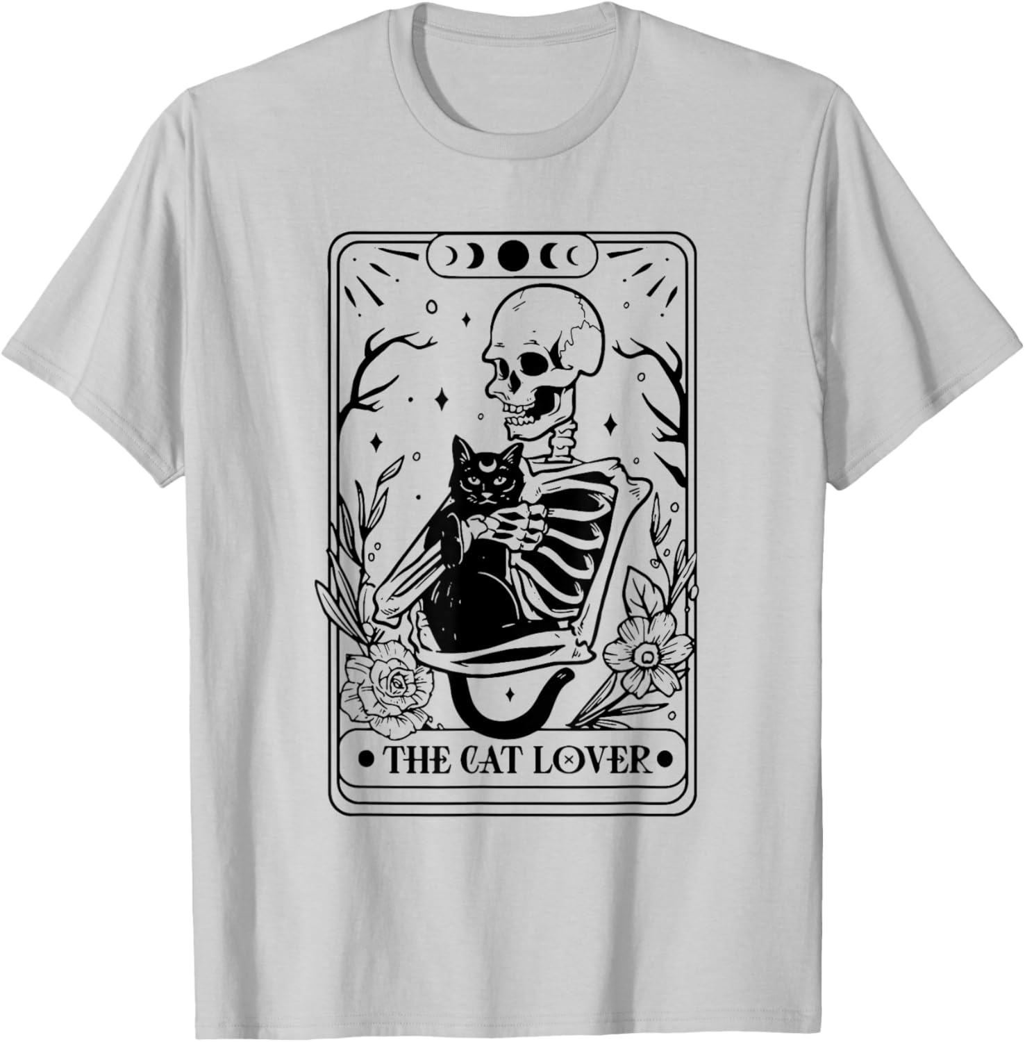 The cat Lover Tarot, Cat Lover, Skeleton and cat, Cat Tarot T-Shirt - T-Shirt | Ash