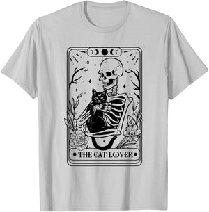 The cat Lover Tarot, Cat Lover, Skeleton and cat, Cat Tarot T-Shirt - T-Shirt | Ash