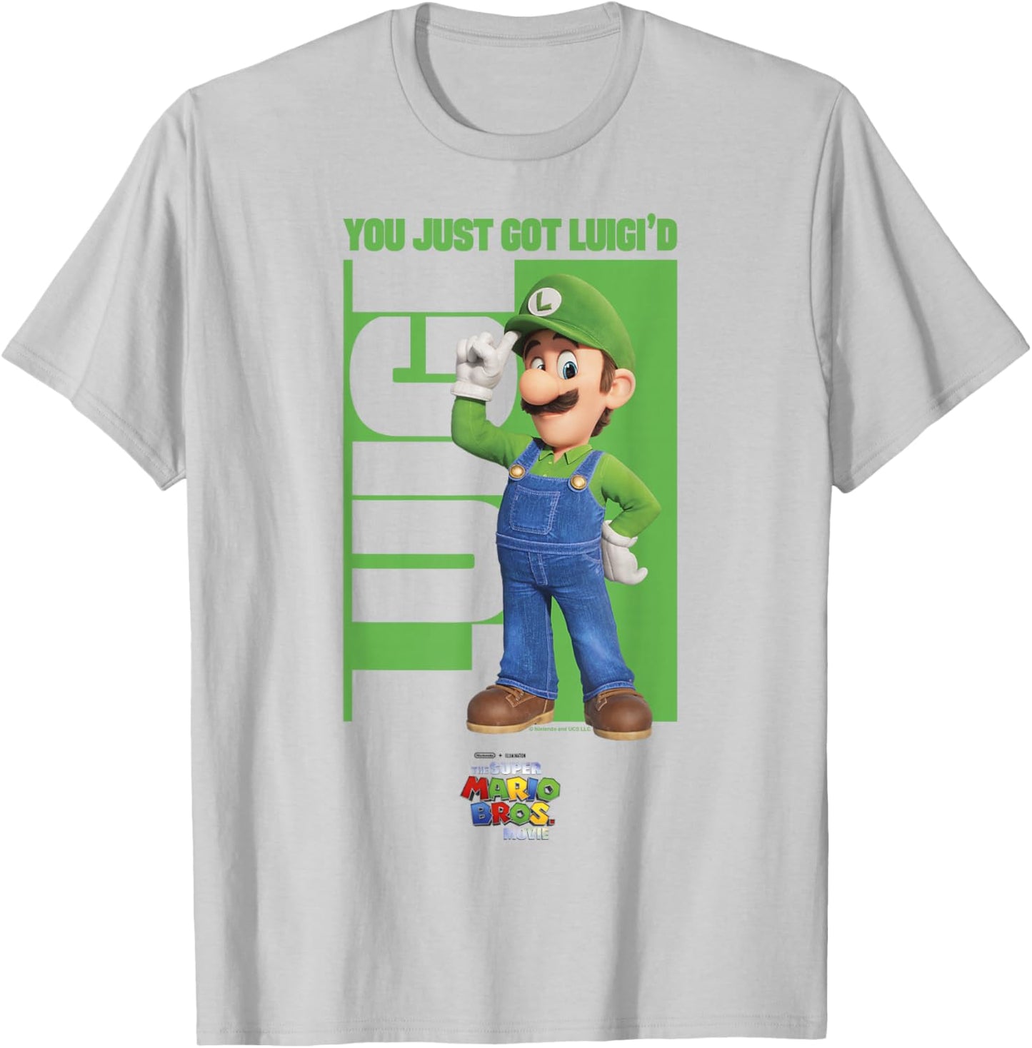 The Super Mario Bros. Movie Luigi You Just Got Luigi'd Logo T-Shirt - T-Shirt | Ash
