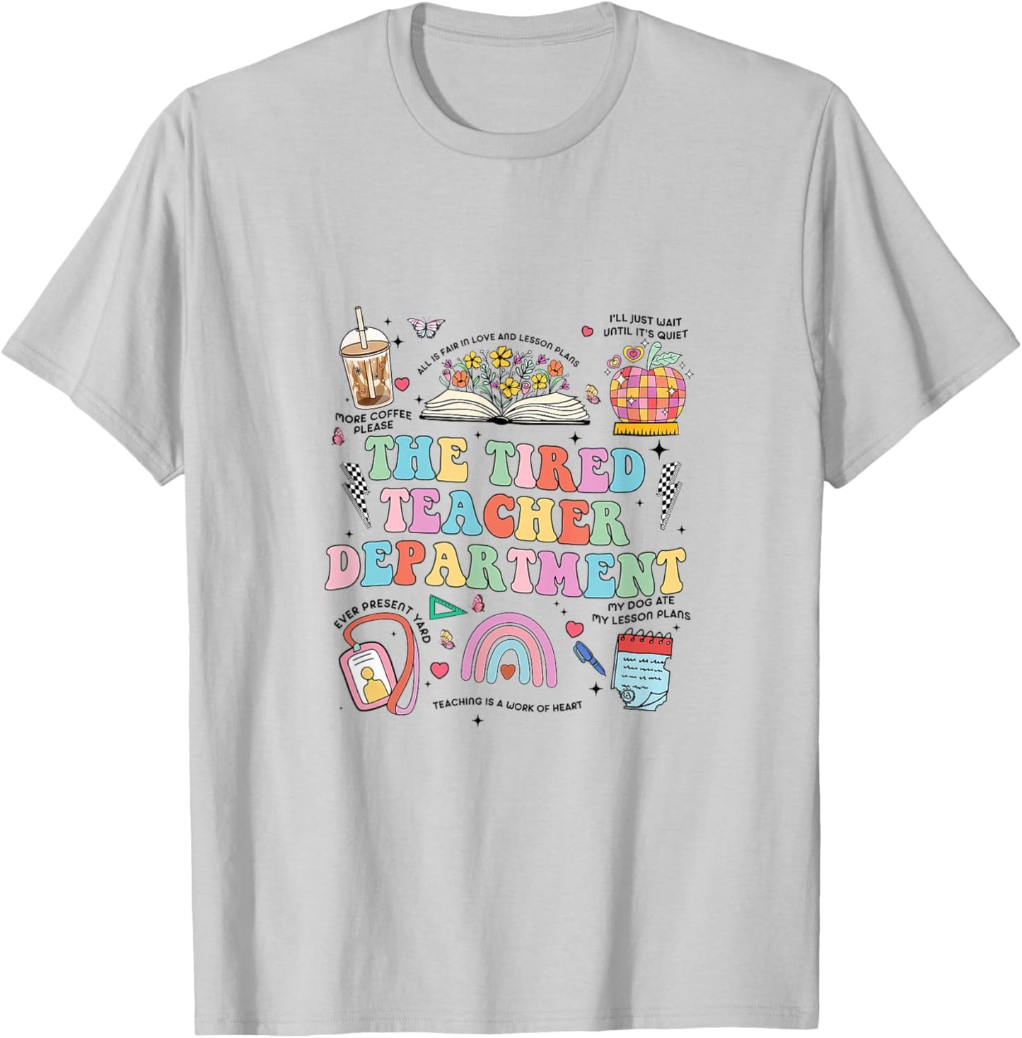The Tired Teachers Department Retro Groovy Back To School T-Shirt - T-Shirt | Ash