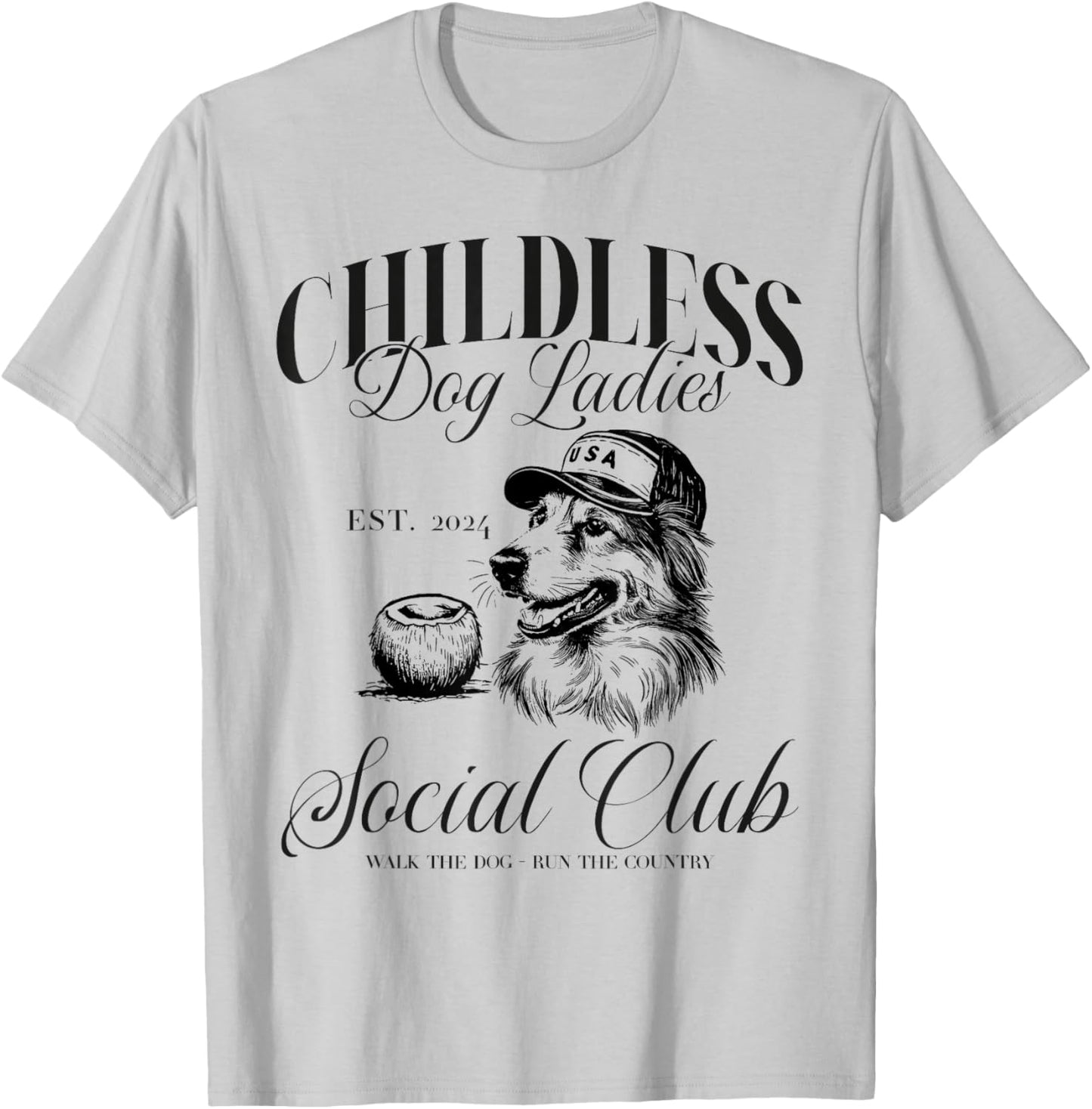 Childless Dog Lady Ladies USA Vintage 2024 T-Shirt - T-Shirt | Ash