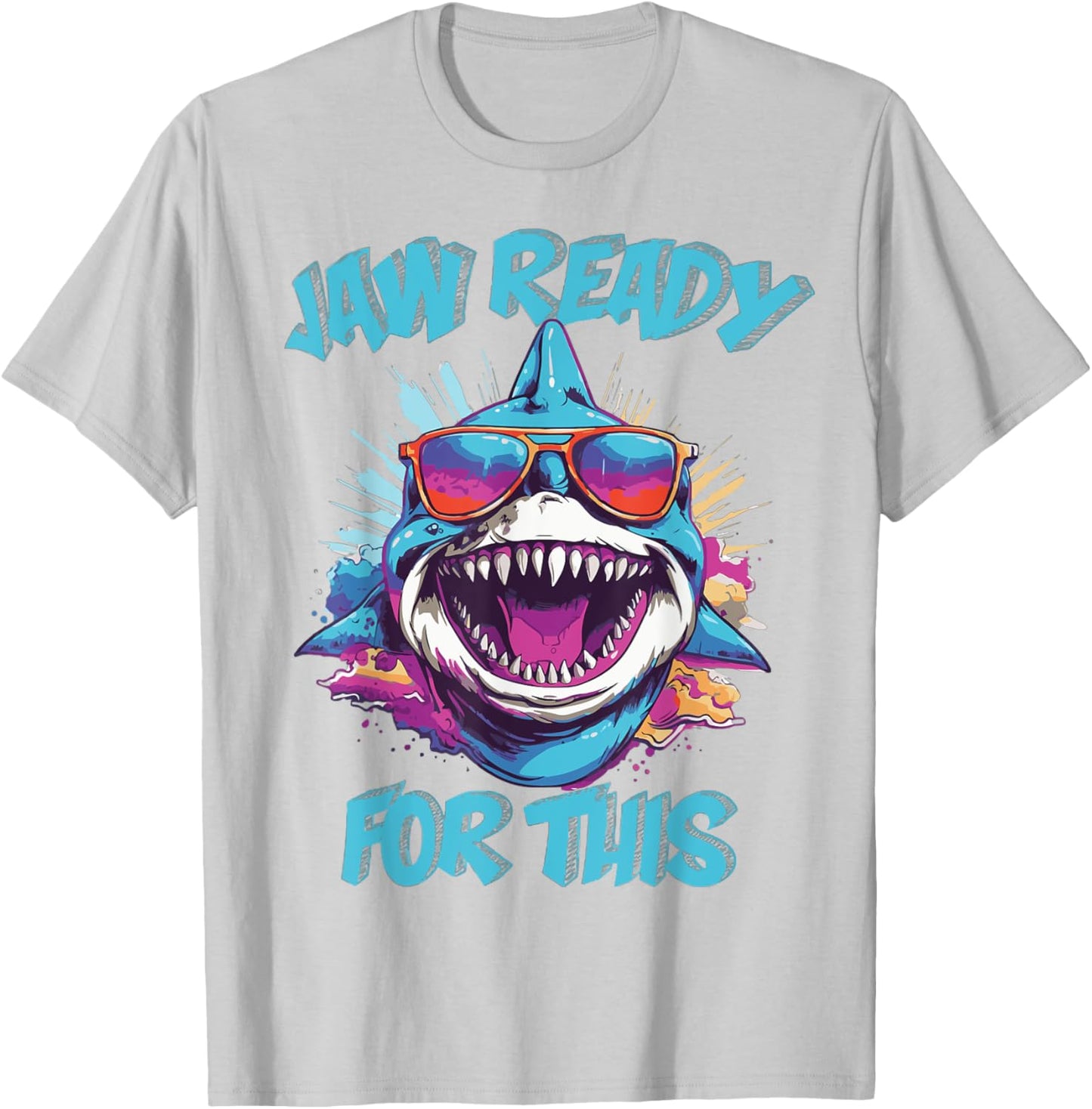Jaw Ready For This Funny Shark Lover Pun Ocean Wildlife T-Shirt - T-Shirt | Ash