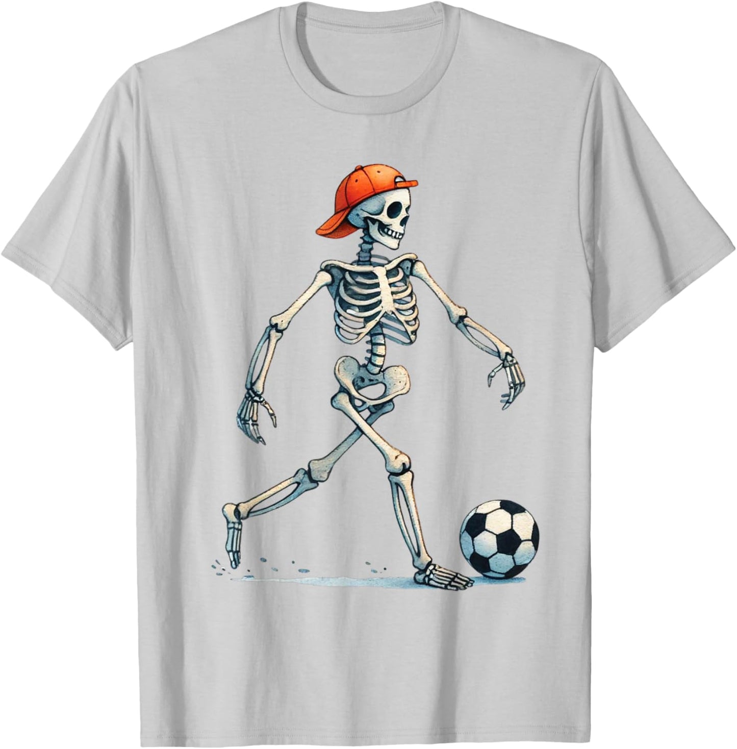 Skeleton Soccer Halloween Costume Funny Men Boys Kids T-Shirt - T-Shirt | Ash