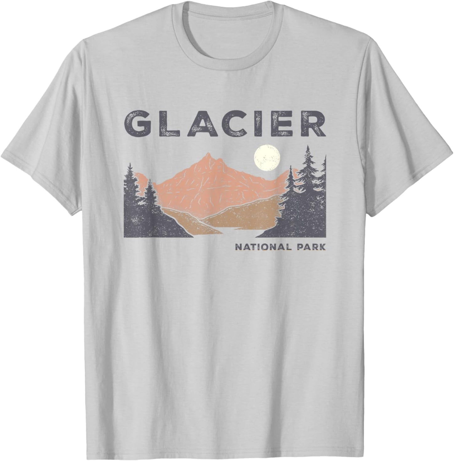 Retro Glacier National Park Montana Vintage T-Shirt - T-Shirt | Ash