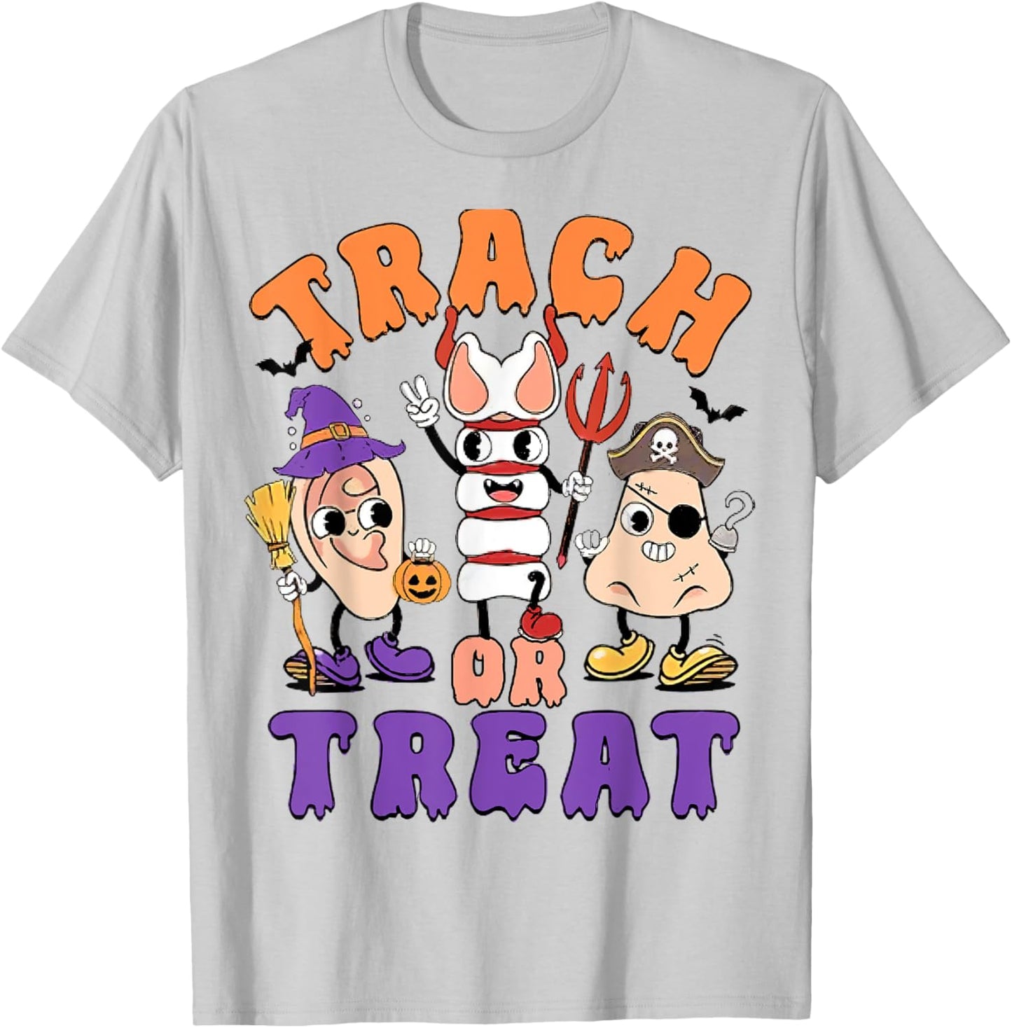 ENT Nurse Halloween Ear Nose & Throat Doctor, Trach Or Treat T-Shirt - T-Shirt | Ash