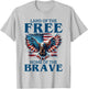 Land Of The Free Home Of The Brave Eagle Usa Vintage Flag T-Shirt - T-Shirt | Ash