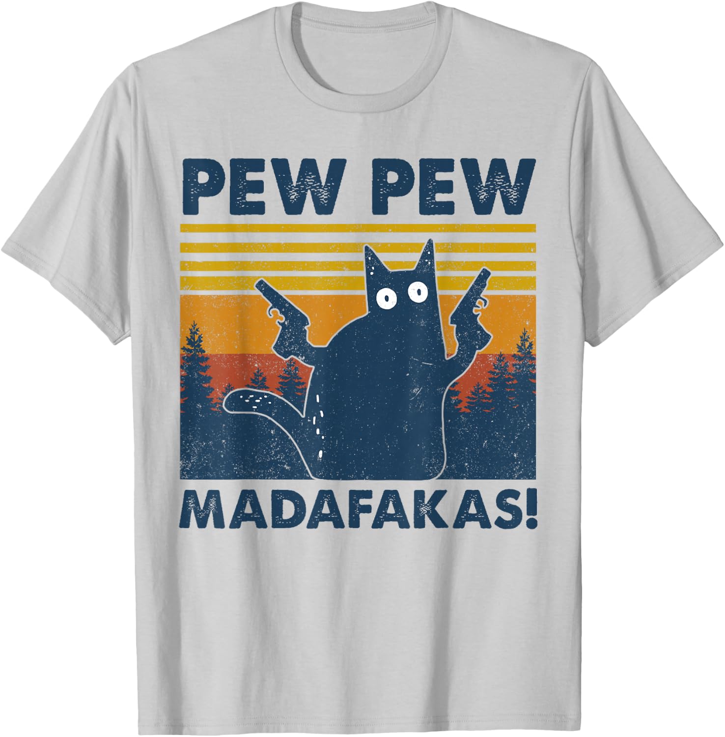 Vintage Cats Pew Pew Madafakas Funny Crazy Cat Lovers Gifts Small T-Shirt - T-Shirt | Ash