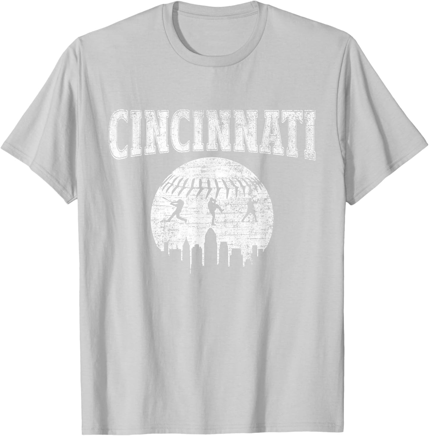 Cincinnati Baseball City Vintage Style Gameday Baseball T-Shirt - T-Shirt | Ash
