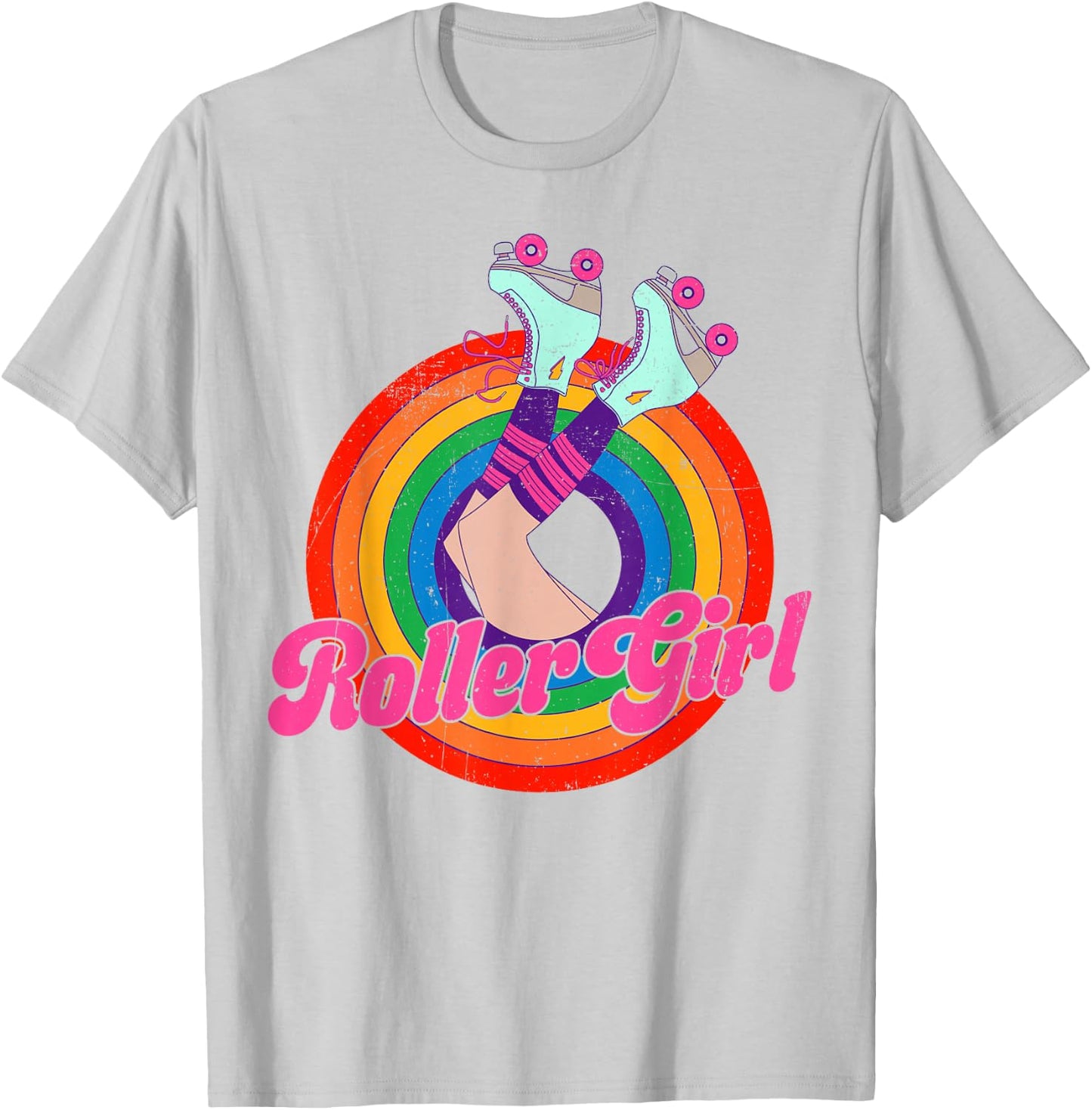 Roller Girl Skating Retro Vintage 70s 80s Skates T-Shirt - T-Shirt | Ash