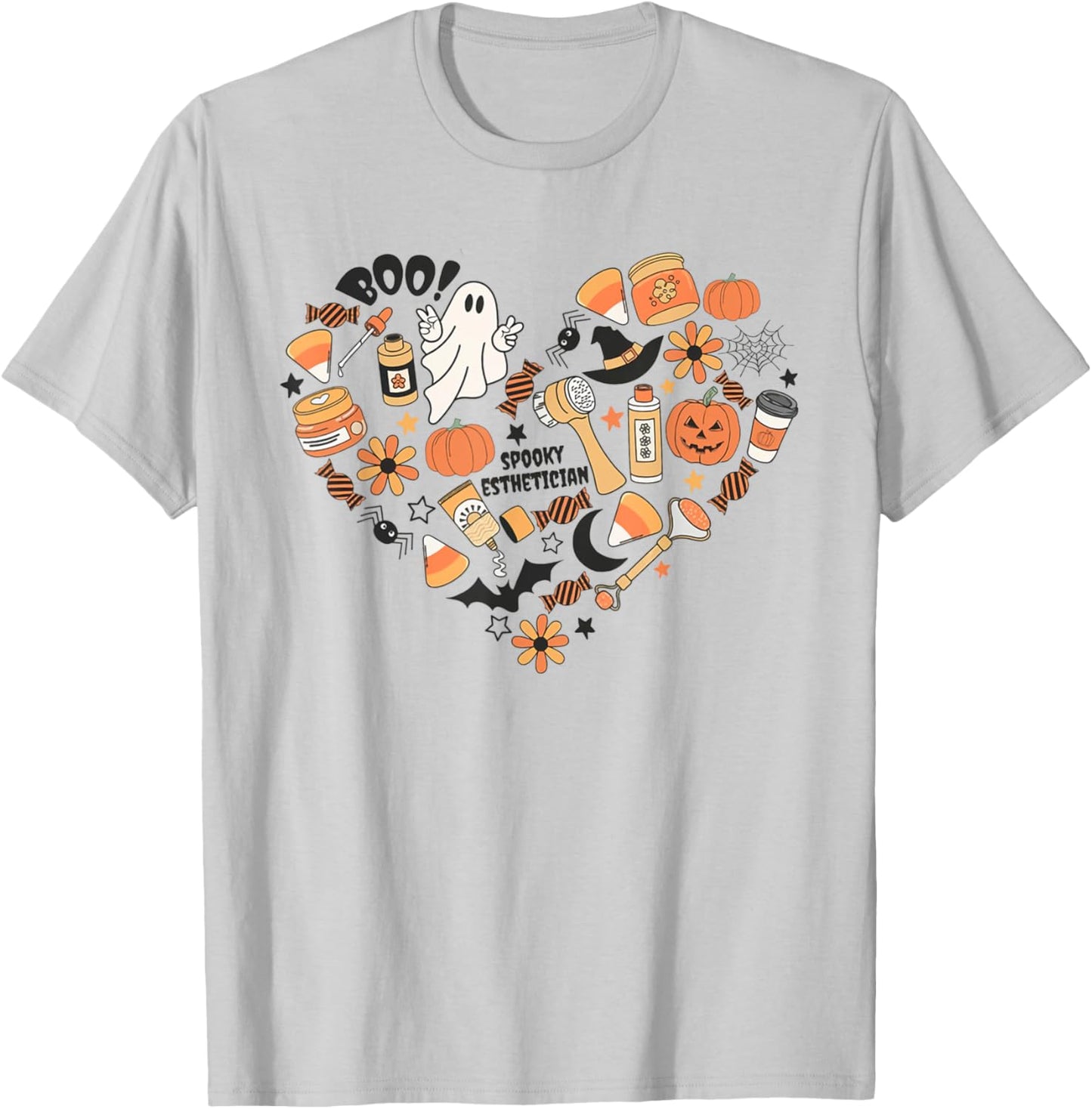 Spooky Esthetician Fall Autumn Halloween Skin Therapist T-Shirt - T-Shirt | Ash