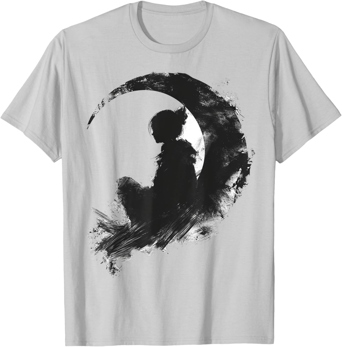Anime Moon Graphic Art Girl Motif Anime T-Shirt - T-Shirt | Ash
