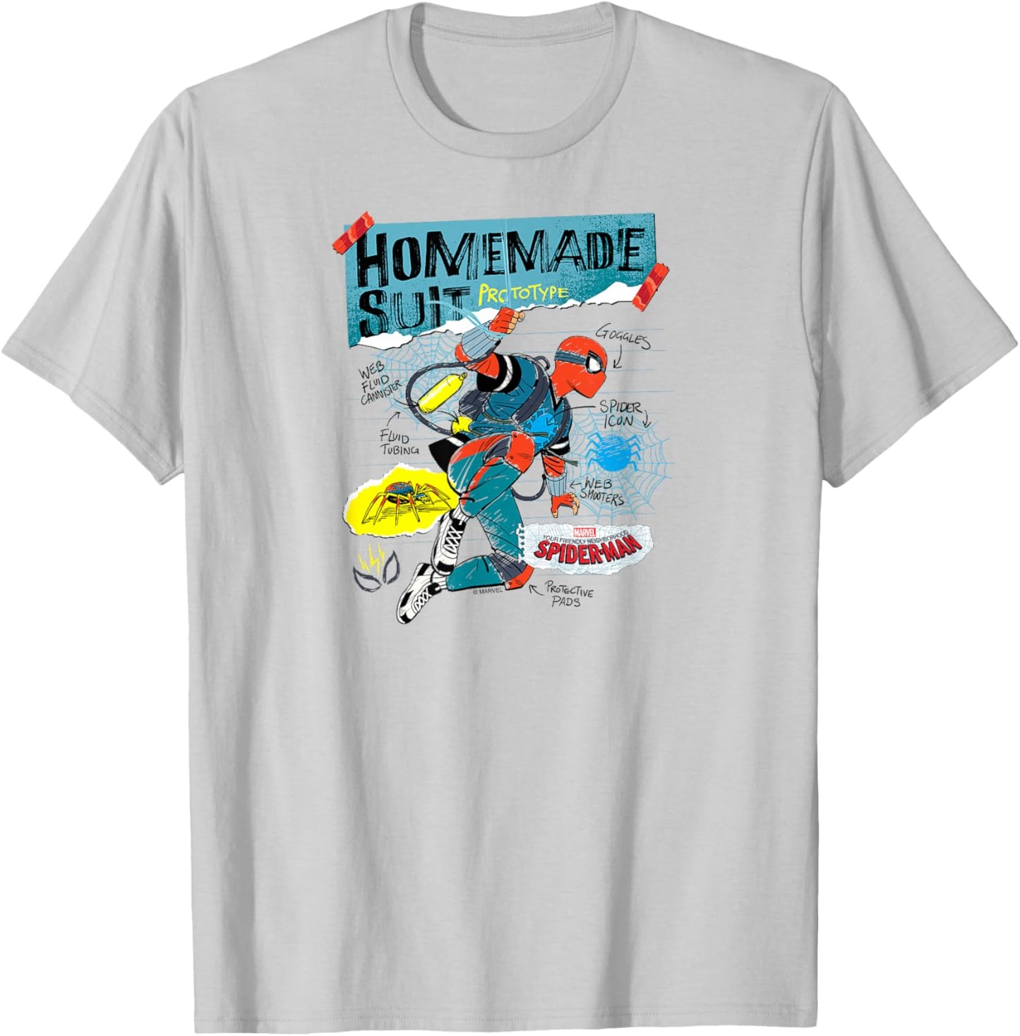 Your Friendly Neighborhood Spider-Man - Homemade Schematics T-Shirt - T-Shirt | Ash