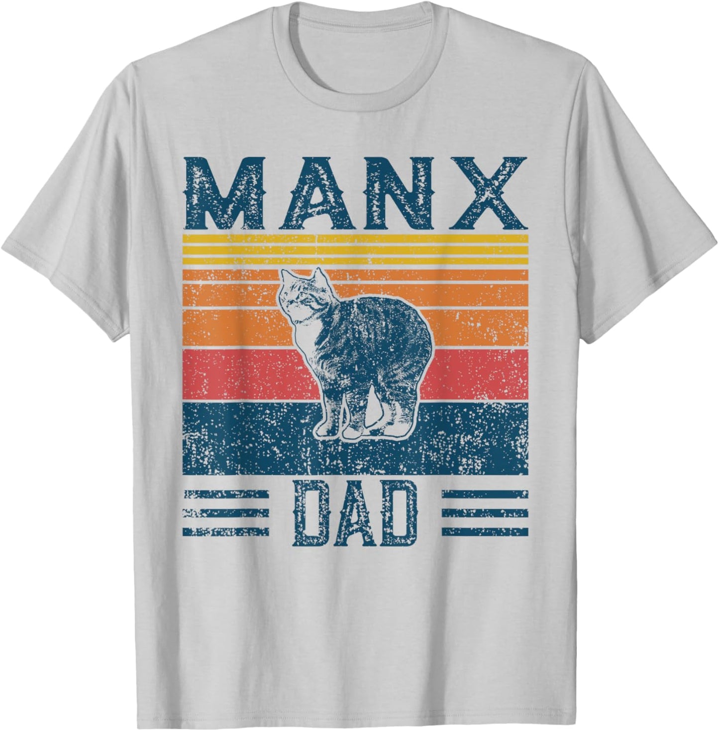 Best Cat Dad Men - Vintage Manx Cat T-Shirt - T-Shirt | Ash