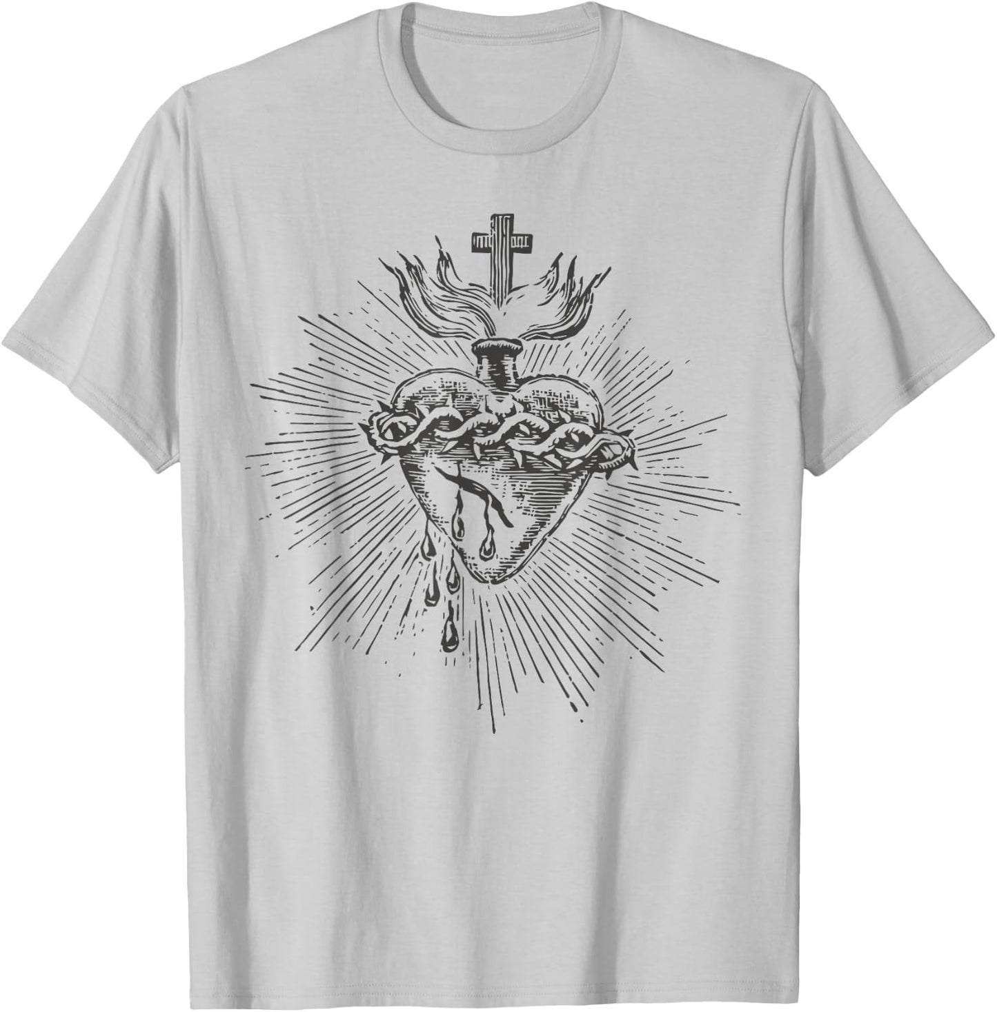 Devotion to the Sacred Heart of Jesus Vintage Catholic Art T-Shirt - T-Shirt | Ash