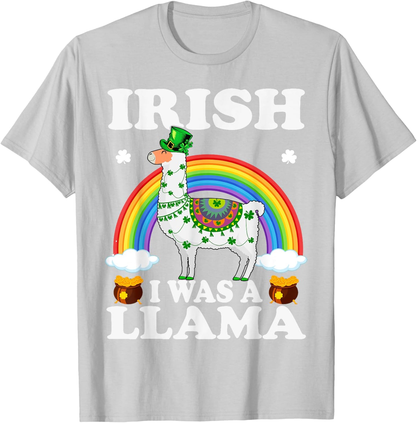 Irish I Was A Llama Leprechaun Hat Llama St. Patrick's Day T-Shirt - T-Shirt | Ash