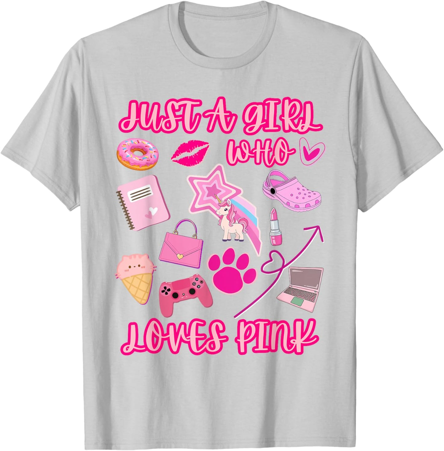 Just A Girl Who Loves Pink, Girly Things, Cute Women & Girls T-Shirt - T-Shirt | Ash
