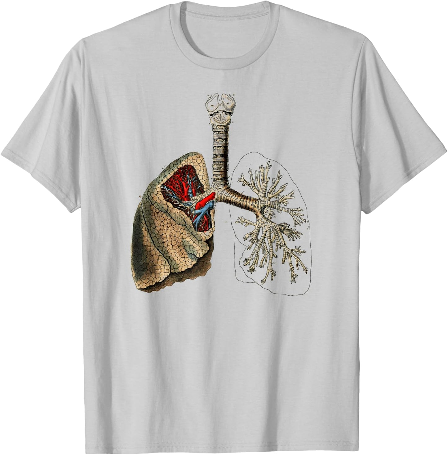 Human Lung Vintage Lung Medical Anatomy T-Shirt - T-Shirt | Ash
