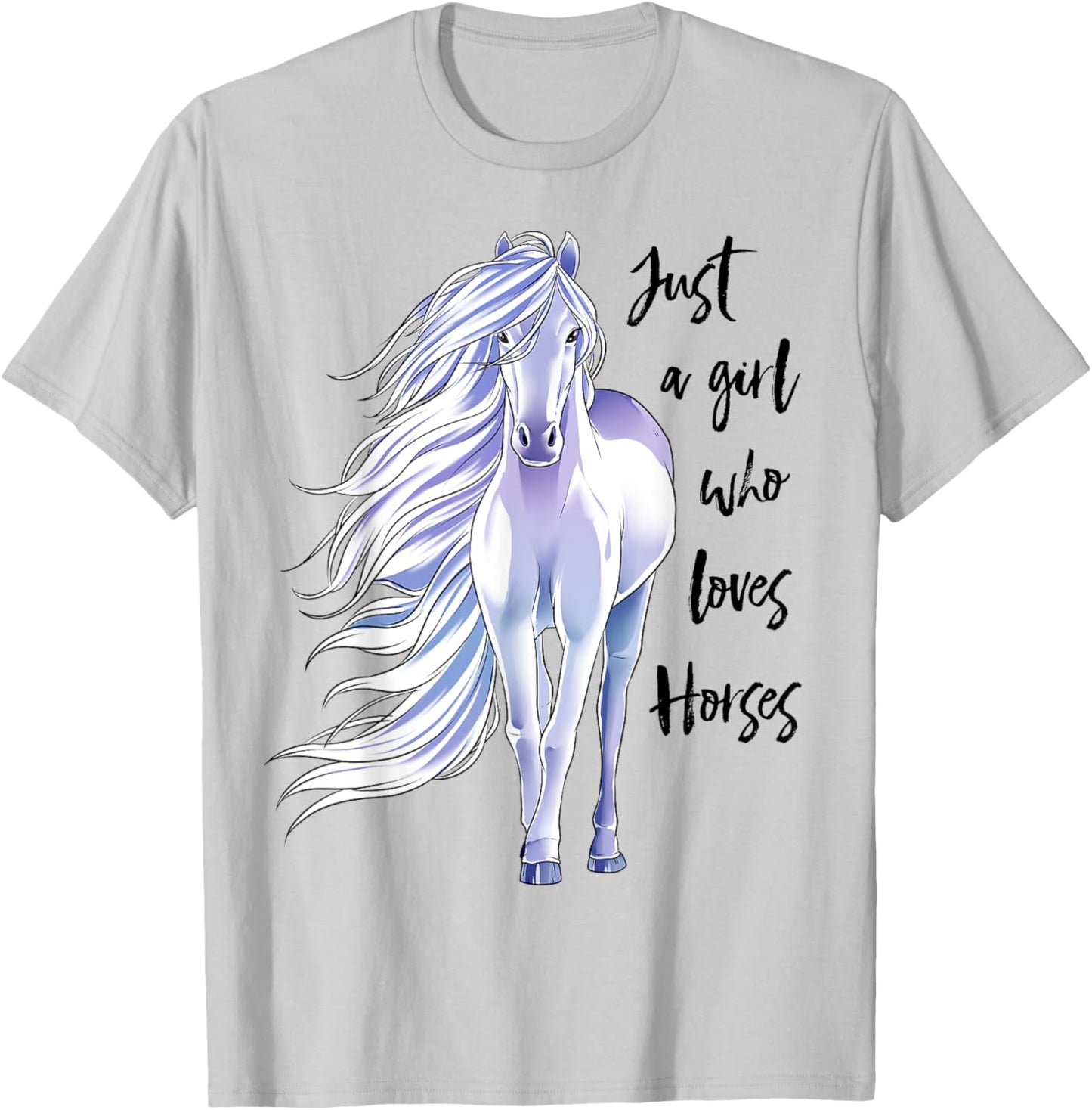 Just A Girl Who Loves Horses Horseback Riding Women Girl T-Shirt - T-Shirt | Ash
