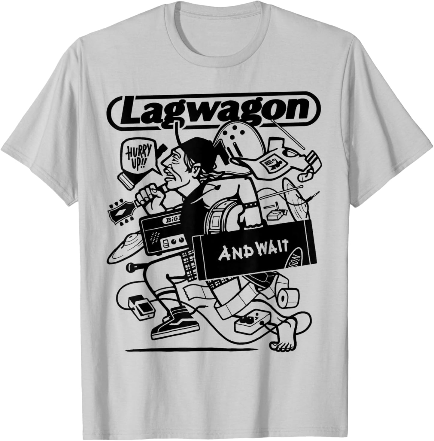 Lagwagon Men's Grey Classic Fit Cartoon Pattern , Small T-Shirt - T-Shirt | Ash