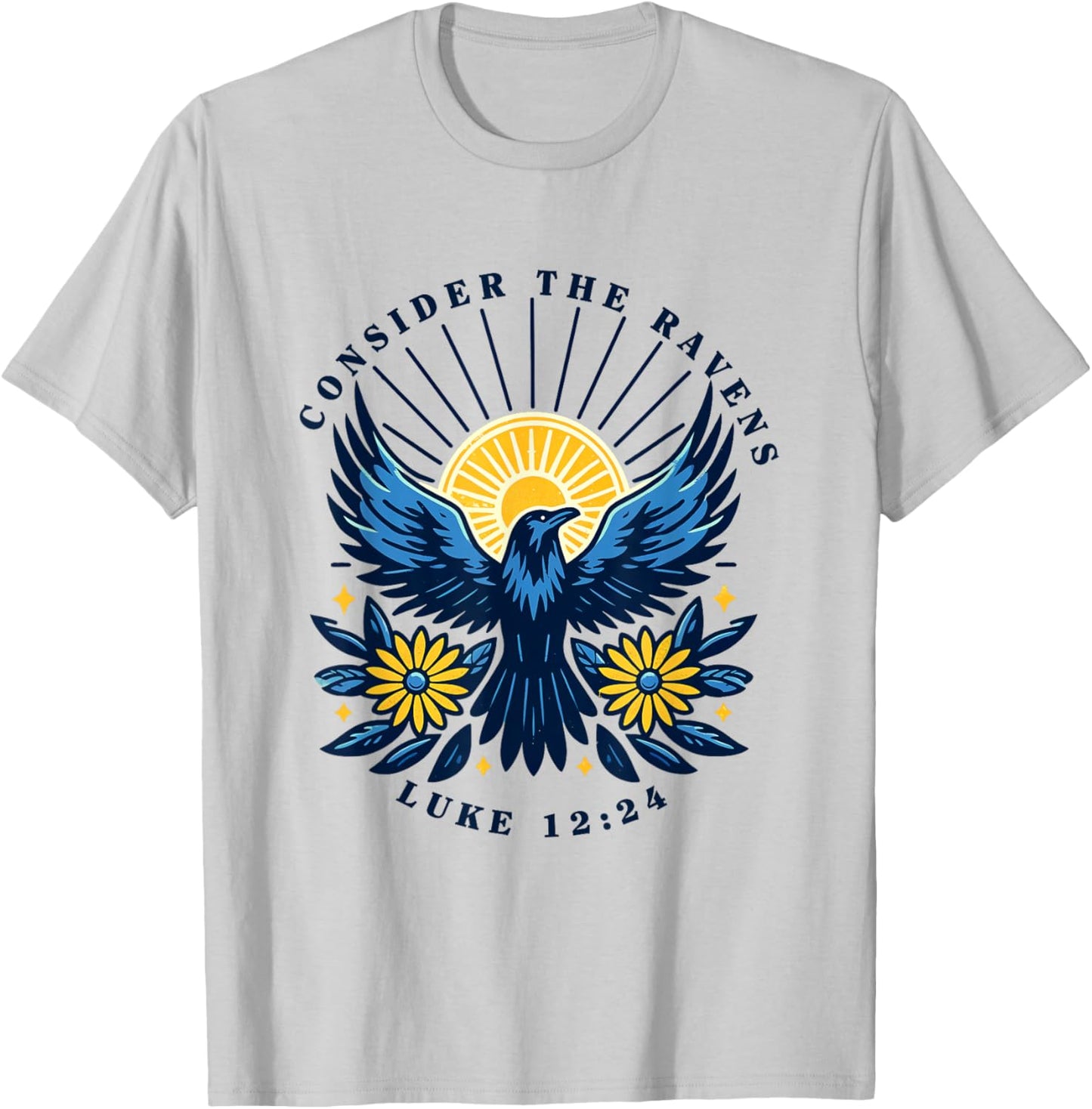 Retro Luke 12:24 Consider The Ravens Christian Bible Verse T-Shirt - T-Shirt | Ash