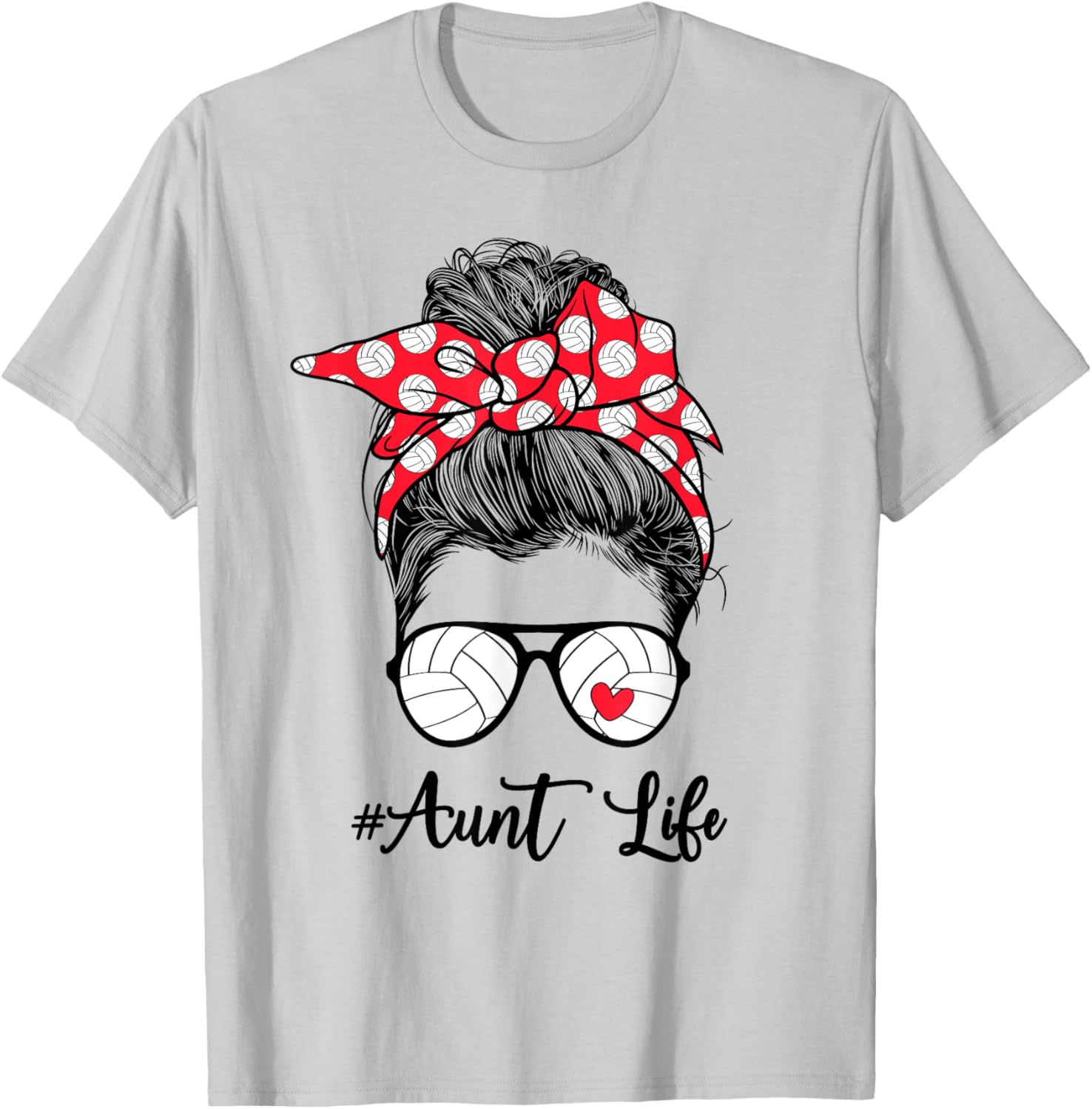 Volleyball Aunt Life Auntie Of A Volleyball Player Aunt T-Shirt - T-Shirt | Ash