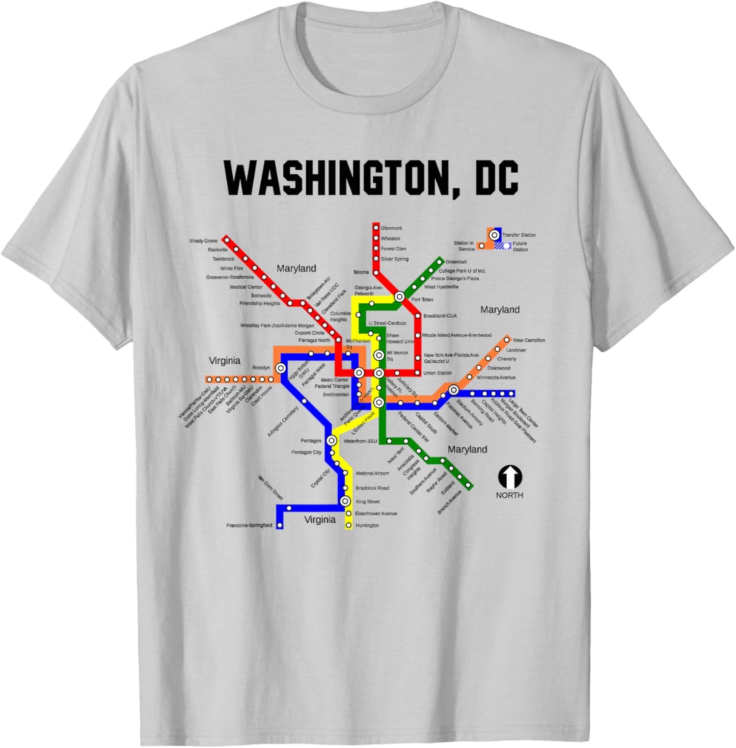 Metro Map Washington D.C.Vacation Cherry Blossom Capitol T-Shirt - T-Shirt | Ash