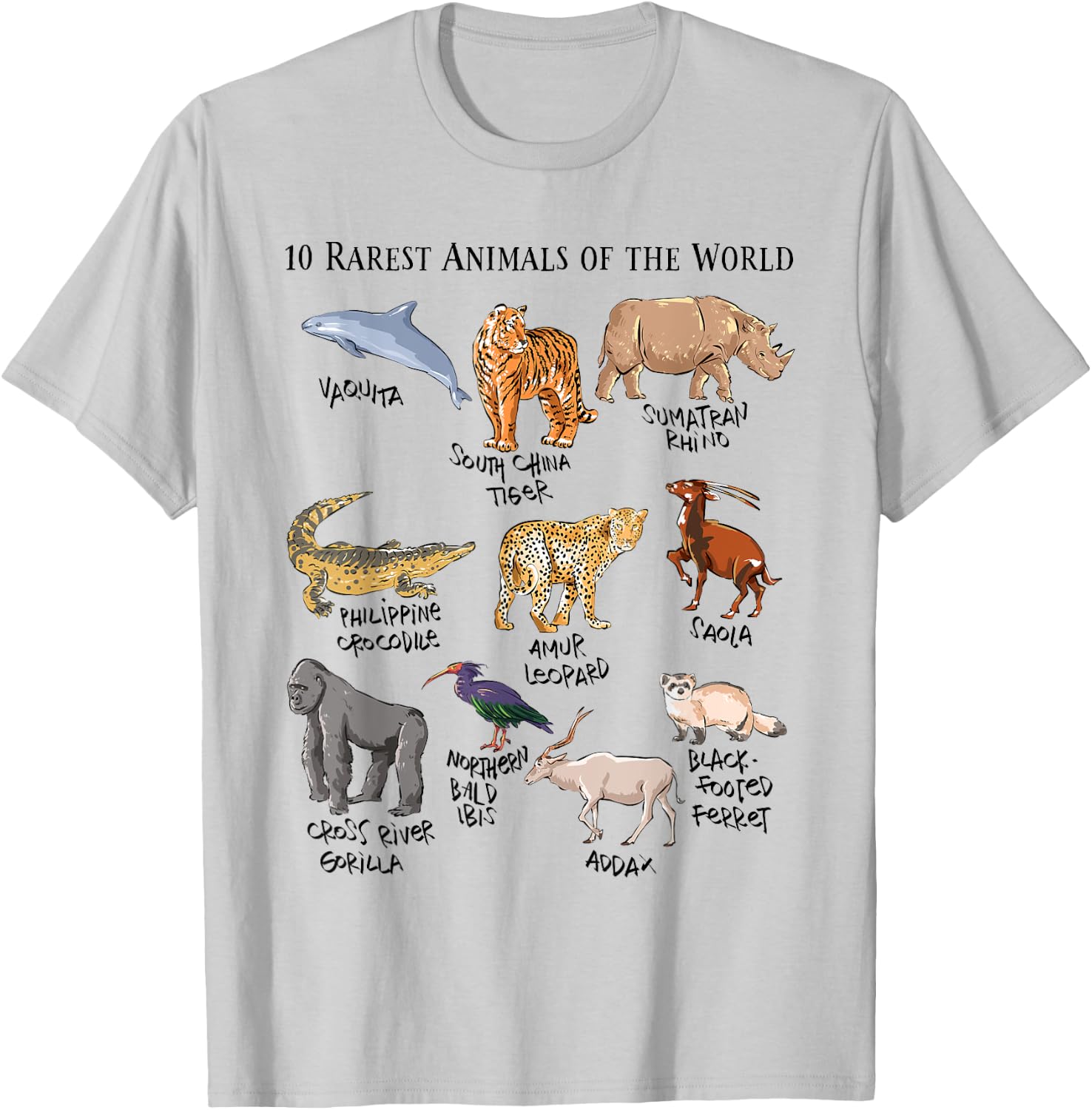 Wild Animals Educational Design for Kids, Teens and Youth T-Shirt - T-Shirt | Ash