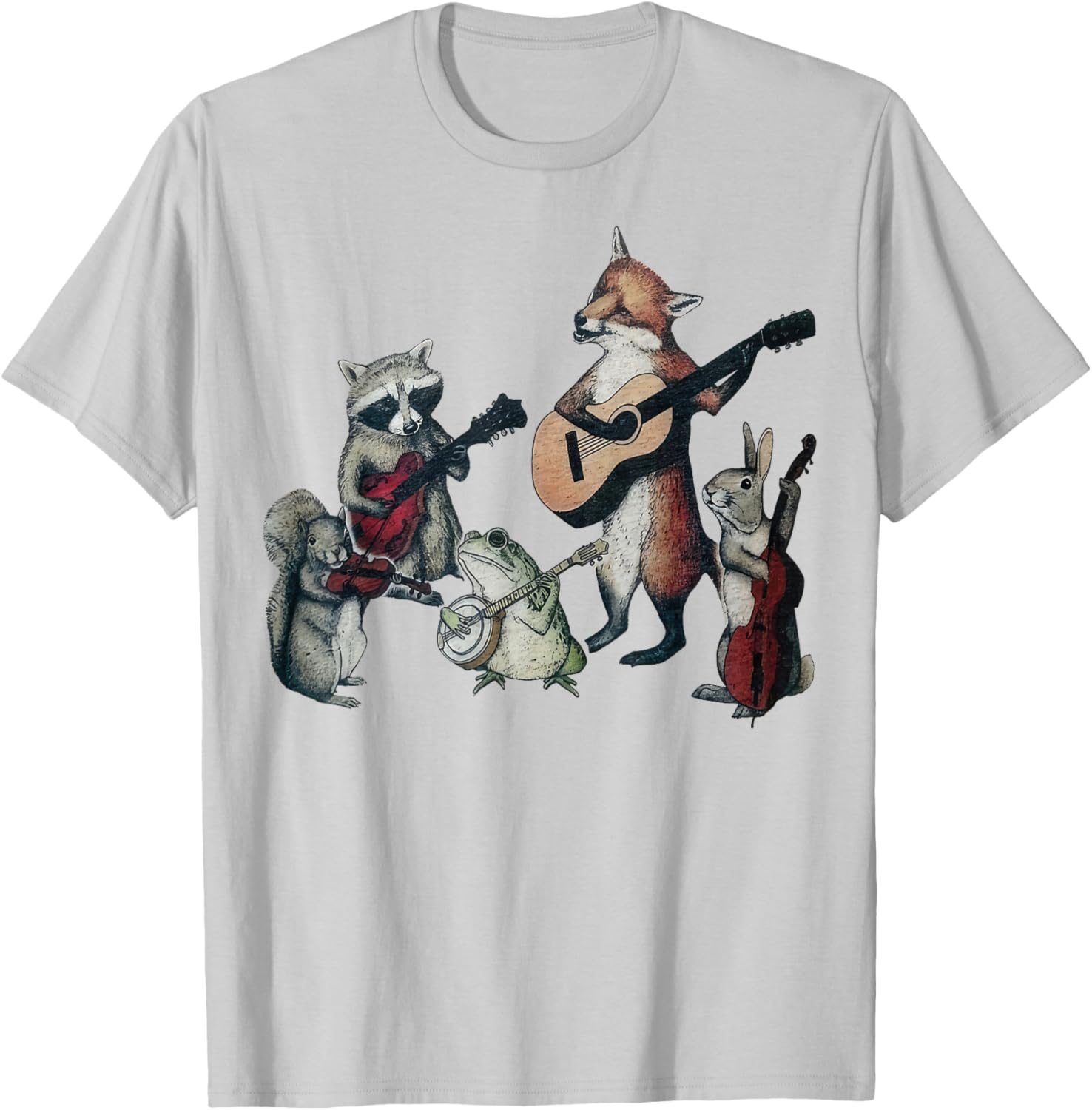 Bluegrass Animal Band Geeky Musical Vintage T-Shirt - T-Shirt | Ash