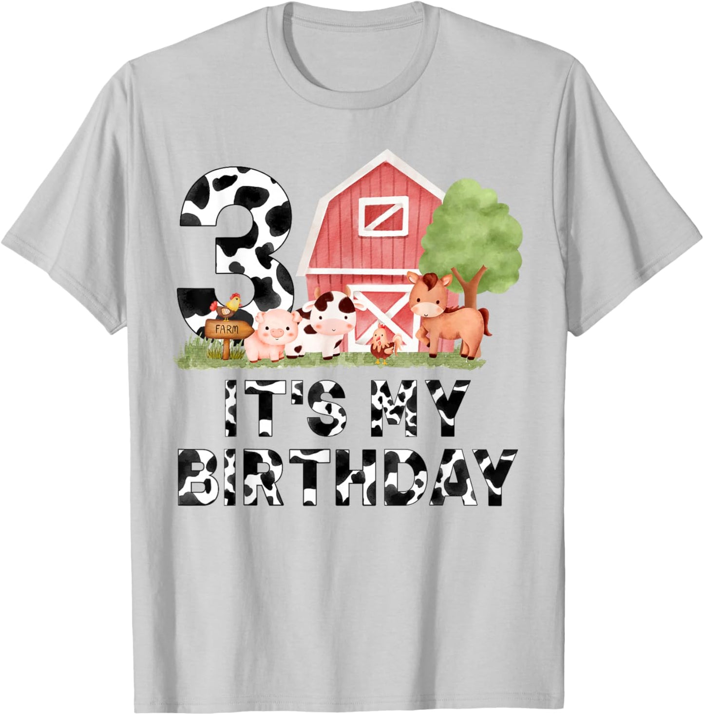 It's My 3rd Birthday Boy Girl Farm Animal 3 Years Old Kids T-Shirt - T-Shirt | Ash