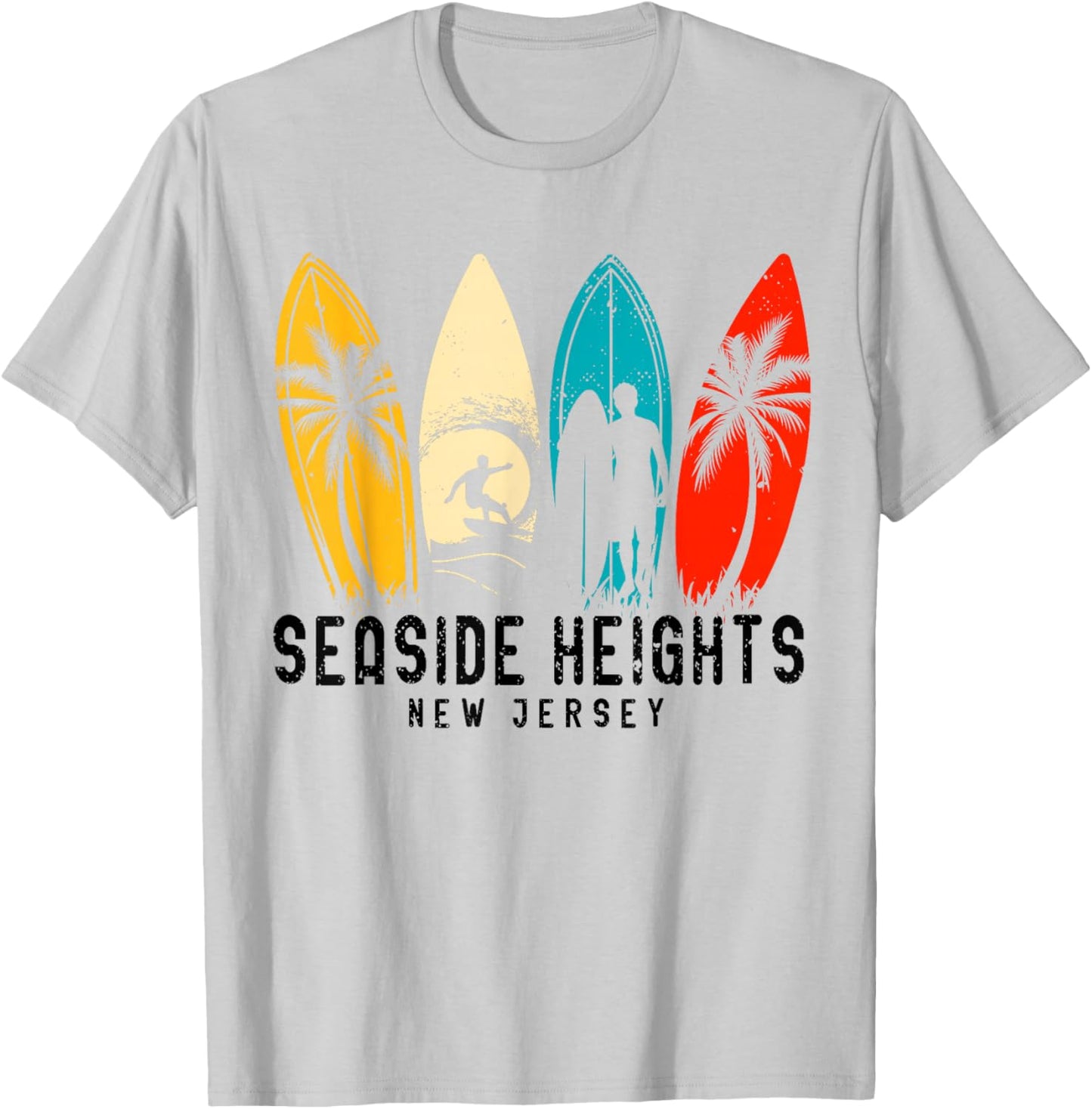 Vintage New Jersey Seaside Heights Surfboarder T-Shirt - T-Shirt | Ash