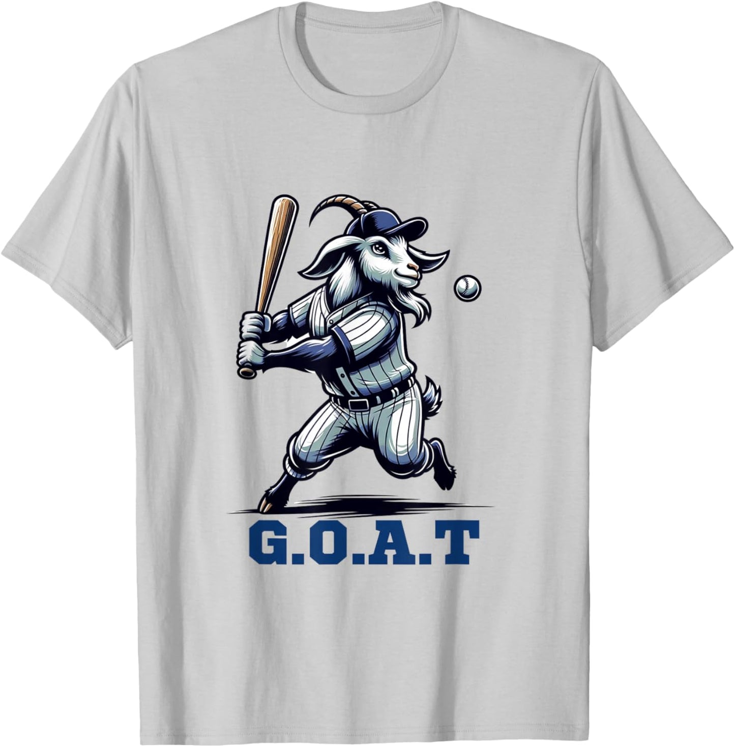 G.O.A.T. Goat Greatest Baseball Player Funny T-Shirt - T-Shirt | Ash