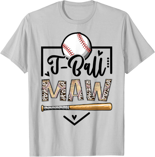 T-Ball Maw Leopard Funny Ball Game Day T-Shirt - T-Shirt | Ash