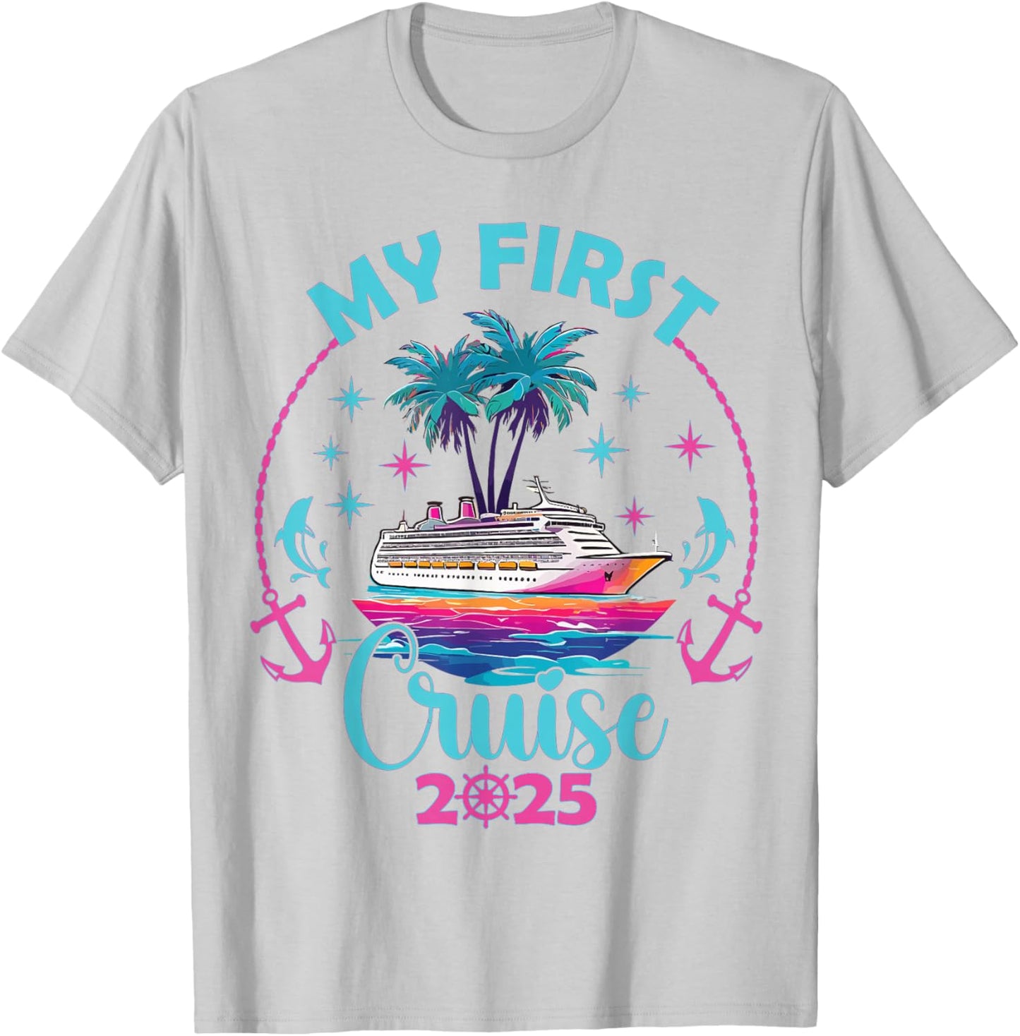 My First Cruise 2025 Vacation Matching Family Cruise Ship T-Shirt - T-Shirt | Ash