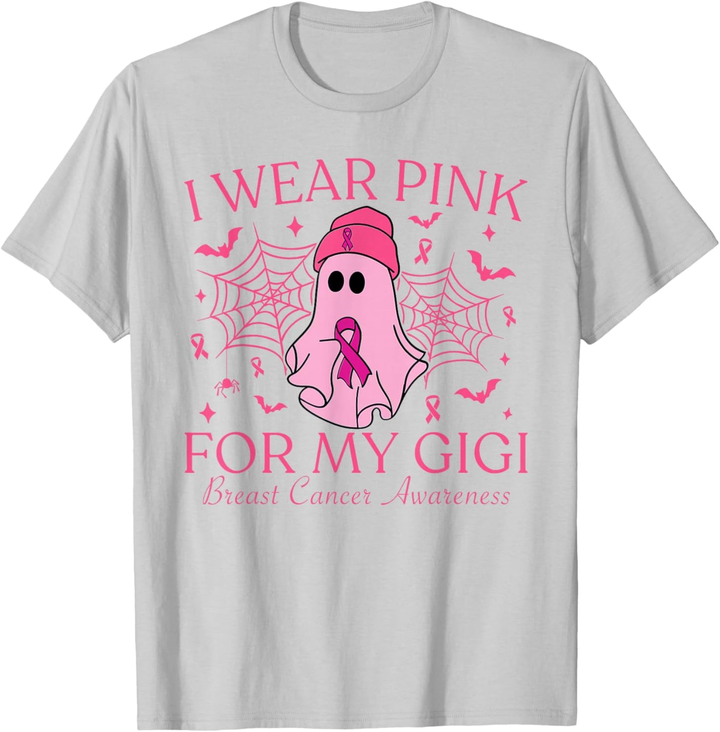 I Wear Pink For My Gigi Halloween Breast Cancer Women T-Shirt - T-Shirt | Ash