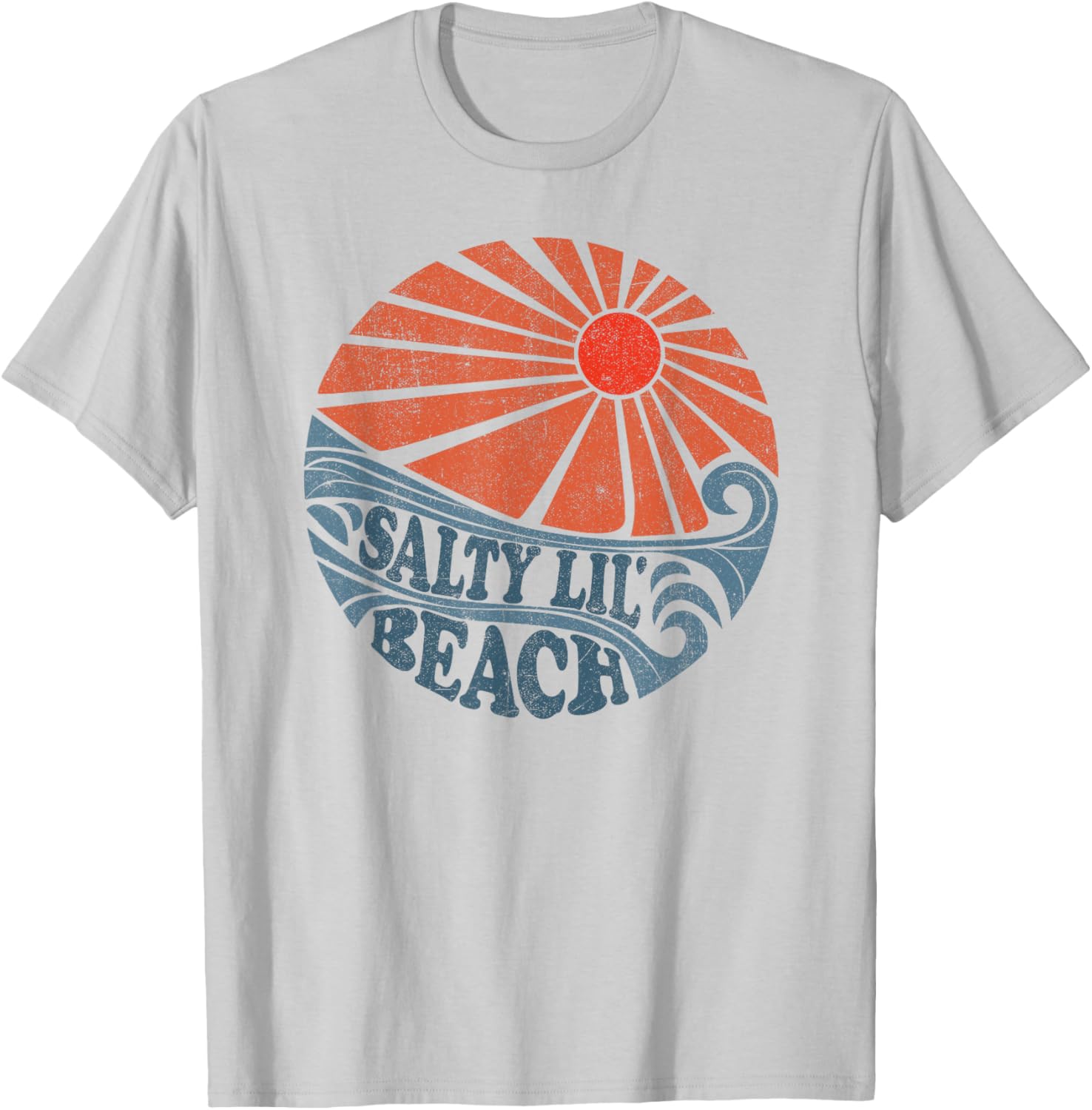 Vintage Salty Lil Beach Funny Retro Sun 70's Vacation T-Shirt - T-Shirt | Ash