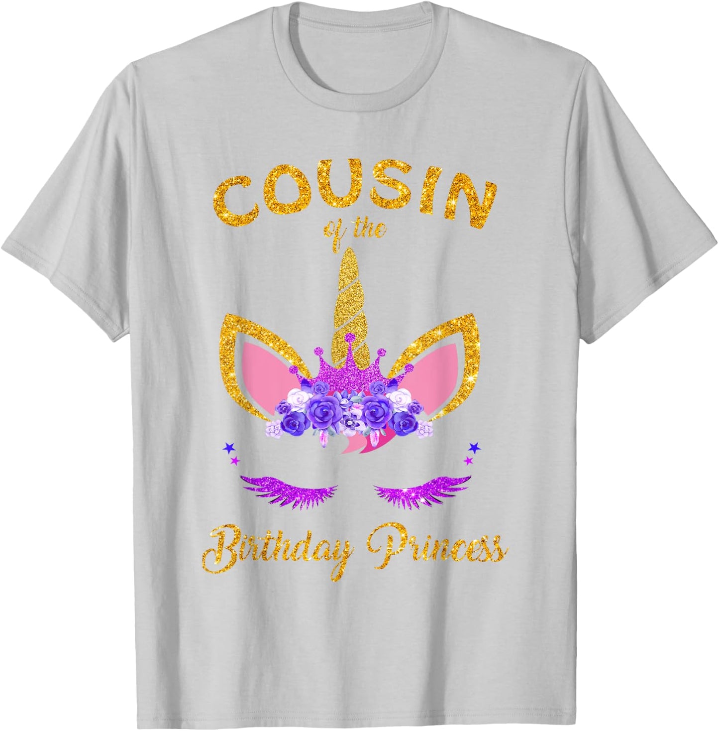Cousin Of The Birthday Princess Unicorn Birthday Girl T-Shirt - T-Shirt | Ash