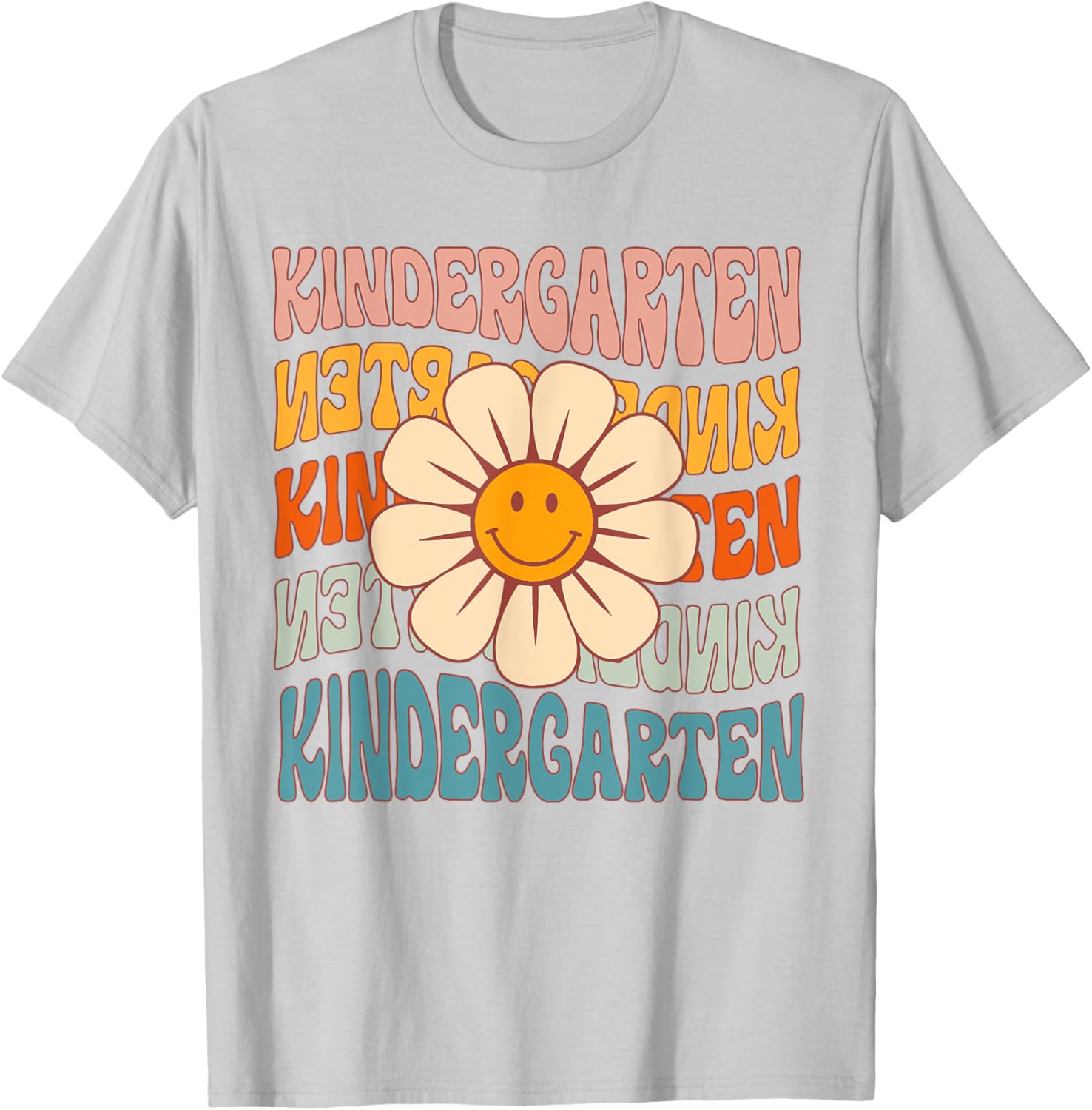 Retro Kindergarten Daisy Colorful Back To School Student Kid T-Shirt - T-Shirt | Ash