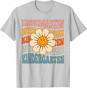 Retro Kindergarten Daisy Colorful Back To School Student Kid T-Shirt - T-Shirt | Ash