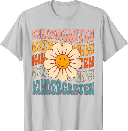 Retro Kindergarten Daisy Colorful Back To School Student Kid T-Shirt - T-Shirt | Ash