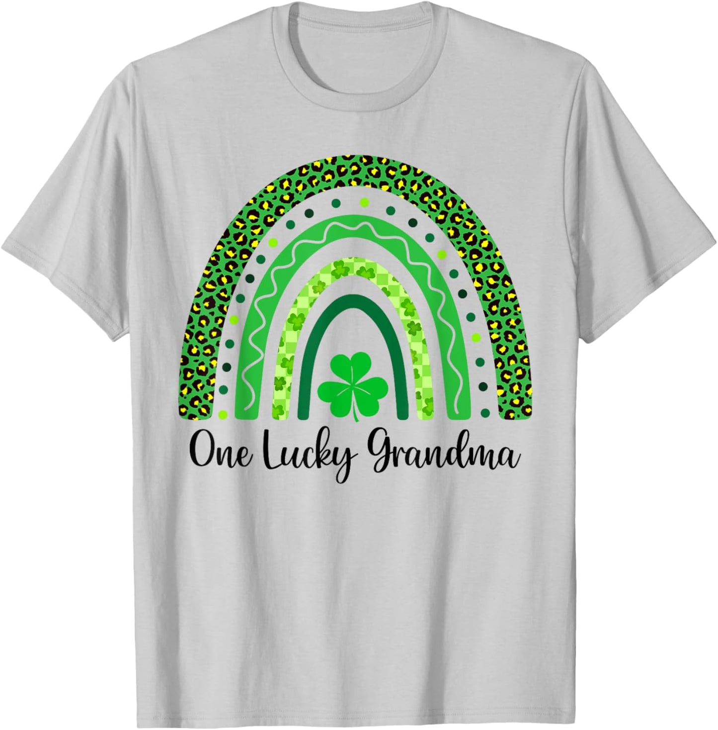 One Lucky Grandma St Patrick’s Day Rainbow Shamrock Irish T-Shirt - T-Shirt | Ash